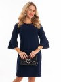 Sukienka z falbankami na rękawie - granat
