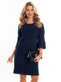Sukienka z falbankami na rękawie - granat