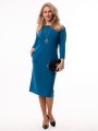 Elegancka Prosta SUKIENKA Midi z Kieszeniami Casual Fit Ocean