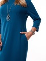 Elegancka Prosta SUKIENKA Midi z Kieszeniami Casual Fit Ocean