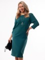 Elegancka Prosta SUKIENKA Midi z Kieszeniami Casual Fit Emerald
