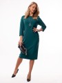 Elegancka Prosta SUKIENKA Midi z Kieszeniami Casual Fit Emerald