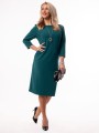 Elegancka Prosta SUKIENKA Midi z Kieszeniami Casual Fit Emerald