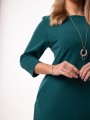 Elegancka Prosta SUKIENKA Midi z Kieszeniami Casual Fit Emerald