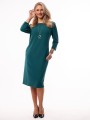 Elegancka Prosta SUKIENKA Midi z Kieszeniami Casual Fit Emerald