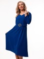 STEPHANIE Wizytowa Elegancka SUKIENKA Midi Rozkloszowana Z Paskiem Cobalt