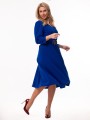 STEPHANIE Wizytowa Elegancka SUKIENKA Midi Rozkloszowana Z Paskiem Cobalt