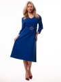 STEPHANIE Wizytowa Elegancka SUKIENKA Midi Rozkloszowana Z Paskiem Cobalt