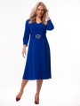 STEPHANIE Wizytowa Elegancka SUKIENKA Midi Rozkloszowana Z Paskiem Cobalt
