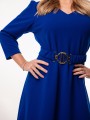 STEPHANIE Wizytowa Elegancka SUKIENKA Midi Rozkloszowana Z Paskiem Cobalt