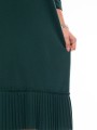 Elegancka Wizytowa SUKIENKA Midi Prosta Z Plisowaną Falbaną Emerald