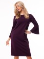Elegancka Kobieca SUKIENKA Midi Prosta Piękne Rękawy Plisowane Violet
