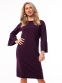 Elegancka Kobieca SUKIENKA Midi Prosta Piękne Rękawy Plisowane Violet