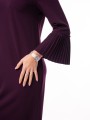 Elegancka Kobieca SUKIENKA Midi Prosta Piękne Rękawy Plisowane Violet
