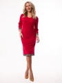 Elegancka Sportowa SUKIENKA Midi Lamówka Grecka Casual Fit Red