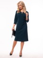 Elegancka Prosta SUKIENKA Midi Dekolt Ozdoba Łezka Emerald