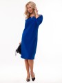 Elegancka Prosta SUKIENKA Midi Dekolt Ozdoba Łezka Cobalt