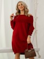 Sukienka sweterkowa hiszpanka - bordo