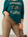 Dopasowane SPODNIE Rurki Woskowane HARPER - beige
