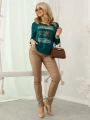 Dopasowane SPODNIE Rurki Woskowane HARPER - beige