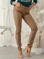 Dopasowane SPODNIE Rurki Woskowane HARPER - beige