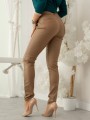 Dopasowane SPODNIE Rurki Woskowane HARPER - beige