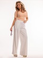 Spodnie dresowe casual wide leg w kant białe