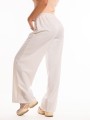 Spodnie dresowe casual wide leg w kant białe