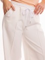 Spodnie dresowe casual wide leg w kant białe