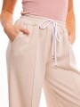 Spodnie dresowe casual wide leg w kant latte