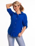 Luźna koszula z kołnierzykiem - szafir