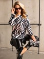 Bluzka ala welur wzory - zebra biel