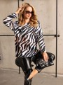 Bluzka ala welur wzory - zebra biel