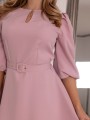 Elegancka Sukienka Selina z paskiem -pudrowa
