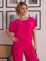Lekki komplet bluzka spodnie fuksja