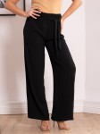 Zwiewne luźne spodnie gładkie MARIETTA  - czarny