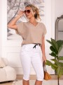 Elastyczne Spodnie rybaczki z wiazaniem - biel