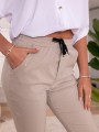 Elastyczne Spodnie rybaczki z wiązaniem - ecru