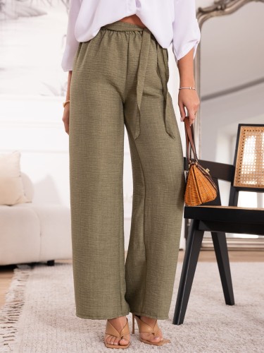 Luźne Spodnie ala len - OLIVE