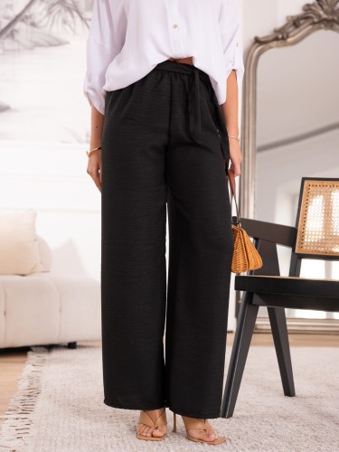 Luźne Spodnie ala len - BLACK