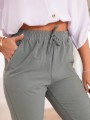 Wyszczuplające Spodnie rybaczki na gumce - PISTACJA