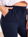 Wyszczuplające Spodnie rybaczki na gumce - GRANAT