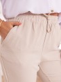 Wyszczuplające Spodnie rybaczki na gumce - ECRU