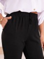 Wyszczuplające Spodnie rybaczki na gumce - CZARNY