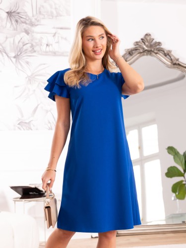 Elegancka Sukienka z falbankami GISELLE - szafir