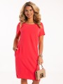 sukienka-prosta-krótki-rękaw-kieszenie-koral.jpg