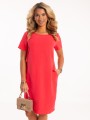 sukienka-prosta-krótki-rękaw-kieszenie-koral-1.jpg