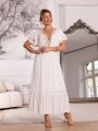 Sukienka BOHO rozkloszowana EUNICA - biel