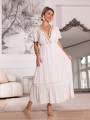 Sukienka BOHO rozkloszowana EUNICA - biel
