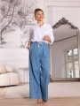 Szerokie SPODNIE na gumce OFELIA - blue